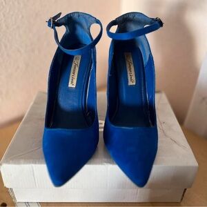 Forever Link Royal Blue Pointed Ankle-Strap Pumps